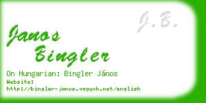 janos bingler business card